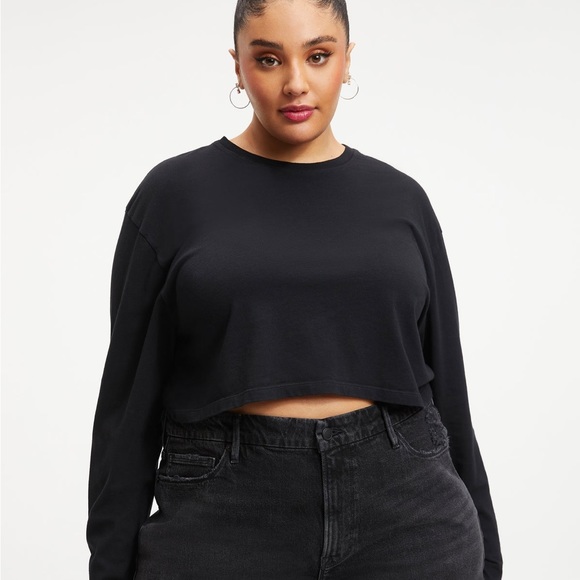 NWT Good American COTTON CROPPED LONG SLEEVE, Color: BLACK001, size 2XL - Picture 4 of 13